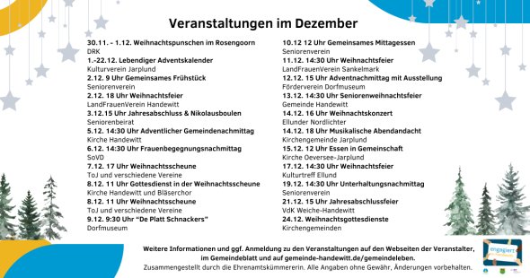 Facebook engagiert in Handewitt (Facebook Post) - Termine Dez 24