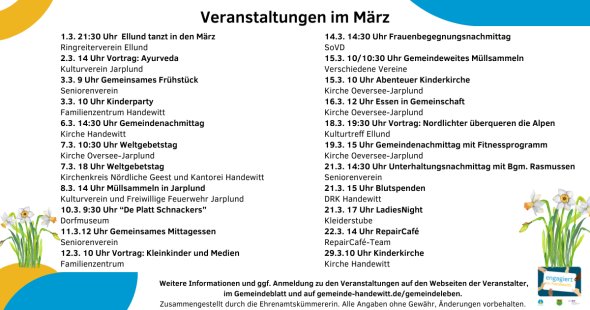 Facebook engagiert in Handewitt (Facebook Post) - Termine März 25